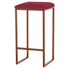 Banqueta Decorativa Billie Base Bronze Suede Bordô G41 - Gran Belo