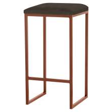 Banqueta Decorativa Billie Base Bronze Suede Marrom G41 - Gran Belo