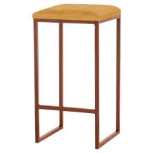 Banqueta Decorativa Billie Base Bronze Suede Mostarda - Gran Belo