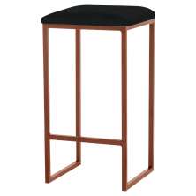 Banqueta Decorativa Billie Base Bronze Suede Preto G41 - Gran Belo