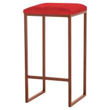 Banqueta Decorativa Billie Base Bronze Suede Vermelho G41 - Gran Belo