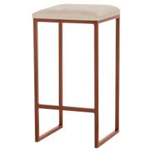 Banqueta Decorativa Billie Base Bronze Veludo Bege - Gran Belo