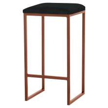 Banqueta Decorativa Billie Base Bronze Veludo Preto G41 - Gran Belo