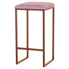 Banqueta Decorativa Billie Base Bronze Veludo Rosê - Gran Belo