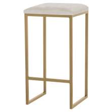 Banqueta Decorativa Billie Base Gold Suede Bege G41 - Gran Belo