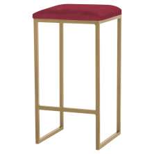 Banqueta Decorativa Billie Base Gold Suede Bordô G41 - Gran Belo