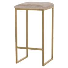 Banqueta Decorativa Billie Base Gold Suede Cappuccino - Gran Belo