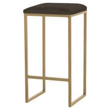 Banqueta Decorativa Billie Base Gold Suede Marrom - Gran Belo