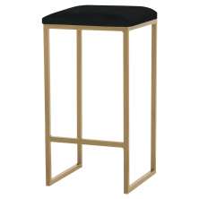 Banqueta Decorativa Billie Base Gold Suede Preto G41 - Gran Belo