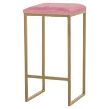Banqueta Decorativa Billie Base Gold Suede Rosa G41 - Gran Belo