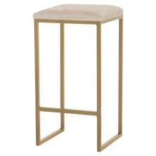 Banqueta Decorativa Billie Base Gold Veludo Bege G41 - Gran Belo