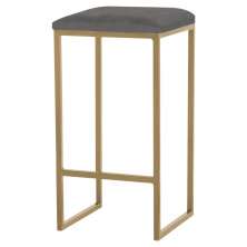 Banqueta Decorativa Billie Base Gold Veludo Cinza G41 - Gran Belo