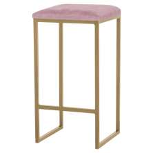 Banqueta Decorativa Billie Base Gold Veludo Rosê G41 - Gran Belo
