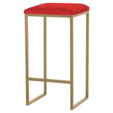 Banqueta Decorativa Billie Base Gold Veludo Vermelho - Gran Belo