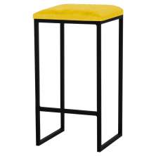 Banqueta Decorativa Billie Base Preta Suede Amarelo G41 - Gran Belo