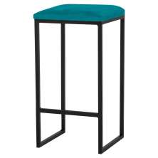 Banqueta Decorativa Billie Base Preta Suede Azul Claro G41 - Gran Belo