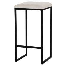 Banqueta Decorativa Billie Base Preta Suede Bege - Gran Belo