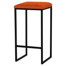 Banqueta Decorativa Billie Base Preta Suede Telha G41 - Gran Belo