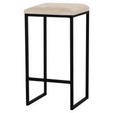 Banqueta Decorativa Billie Base Preta Veludo Bege G41 - Gran Belo