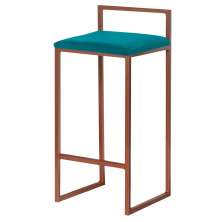 Banqueta Decorativa Jasmine Base Bronze Suede Azul Claro - Gran Belo