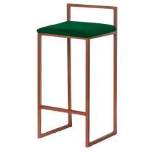 Banqueta Decorativa Jasmine Base Bronze Suede Verde G41 - Gran Belo