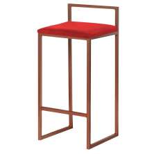 Banqueta Decorativa Jasmine Base Bronze Suede Vermelho G41 - Gran Belo