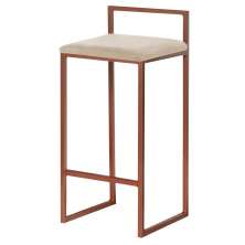 Banqueta Decorativa Jasmine Base Bronze Veludo Bege G41 - Gran Belo
