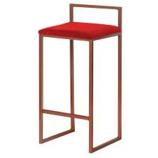 Banqueta Decorativa Jasmine Base Bronze Veludo Vermelho G41 - Gran Belo