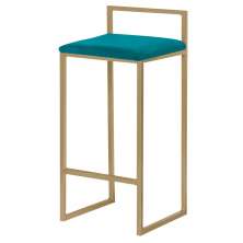 Banqueta Decorativa Jasmine Base Gold Suede Azul Claro G41 - Gran Belo