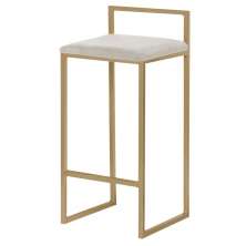 Banqueta Decorativa Jasmine Base Gold Suede Bege G41 - Gran Belo