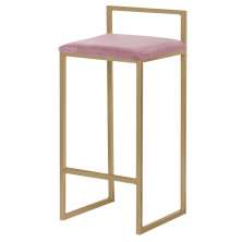Banqueta Decorativa Jasmine Base Gold Veludo Rosê - Gran Belo
