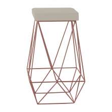 Banqueta Decorativa Kathy Base Bronze Suede Bege G41 - Gran Belo