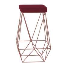 Banqueta Decorativa Kathy Base Bronze Suede Bordô G41 - Gran Belo