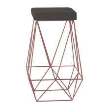 Banqueta Decorativa Kathy Base Bronze Suede Cinza G41 - Gran Belo