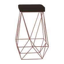 Banqueta Decorativa Kathy Base Bronze Suede Marrom G41 - Gran Belo