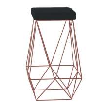 Banqueta Decorativa Kathy Base Bronze Suede Preto G41 - Gran Belo