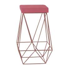 Banqueta Decorativa Kathy Base Bronze Suede Rosa G41 - Gran Belo