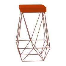 Banqueta Decorativa Kathy Base Bronze Suede Telha G41 - Gran Belo