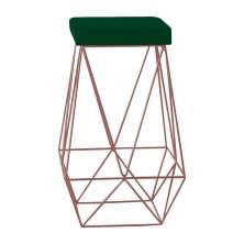 Banqueta Decorativa Kathy Base Bronze Suede Verde G41 - Gran Belo