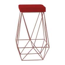 Banqueta Decorativa Kathy Base Bronze Suede Vermelho G41 - Gran Belo