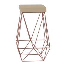 Banqueta Decorativa Kathy Base Bronze Veludo Bege - Gran Belo
