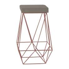 Banqueta Decorativa Kathy Base Bronze Veludo Cinza G41 - Gran Belo
