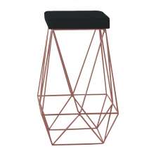 Banqueta Decorativa Kathy Base Bronze Veludo Preto G41 - Gran Belo