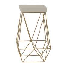 Banqueta Decorativa Kathy Base Gold Suede Bege G41 - Gran Belo