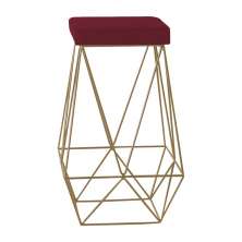 Banqueta Decorativa Kathy Base Gold Suede Bordô G41 - Gran Belo