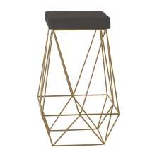Banqueta Decorativa Kathy Base Gold Suede Cinza G41 - Gran Belo