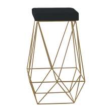 Banqueta Decorativa Kathy Base Gold Suede Preto G41 - Gran Belo