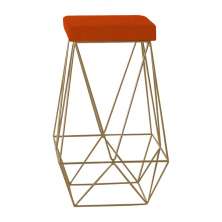 Banqueta Decorativa Kathy Base Gold Suede Telha G41 - Gran Belo