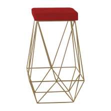 Banqueta Decorativa Kathy Base Gold Suede Vermelho G41 - Gran Belo