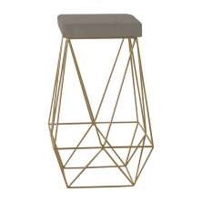 Banqueta Decorativa Kathy Base Gold Veludo Cinza G41 - Gran Belo